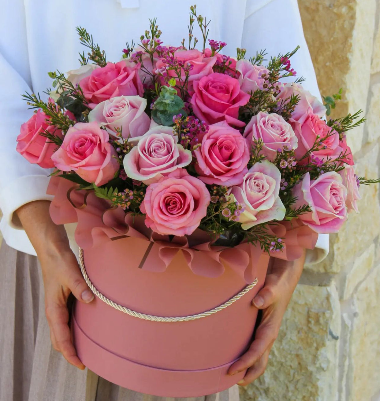 Large Box with fresh cut flowers