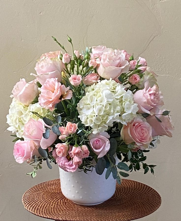 Special Hydrangeas & Roses Ceramic Vase