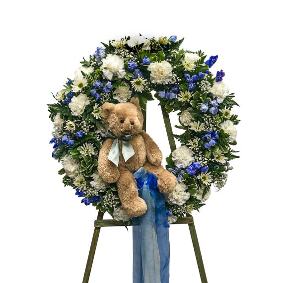 Sympathy Flowers white small arrangement.