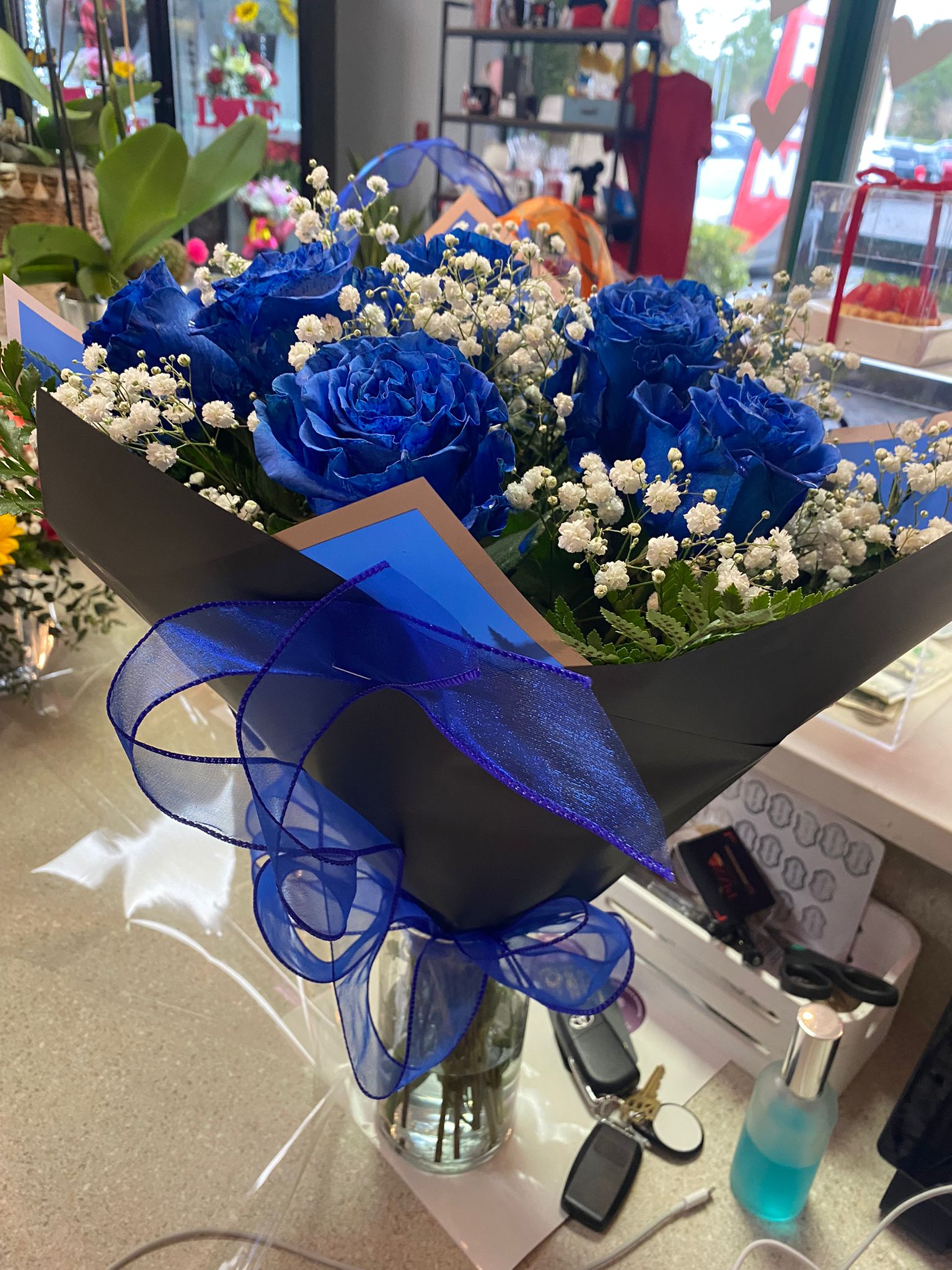 Blue Moon Bouquet 12 Fresh Blue Roses – Four Seasons Floral Design