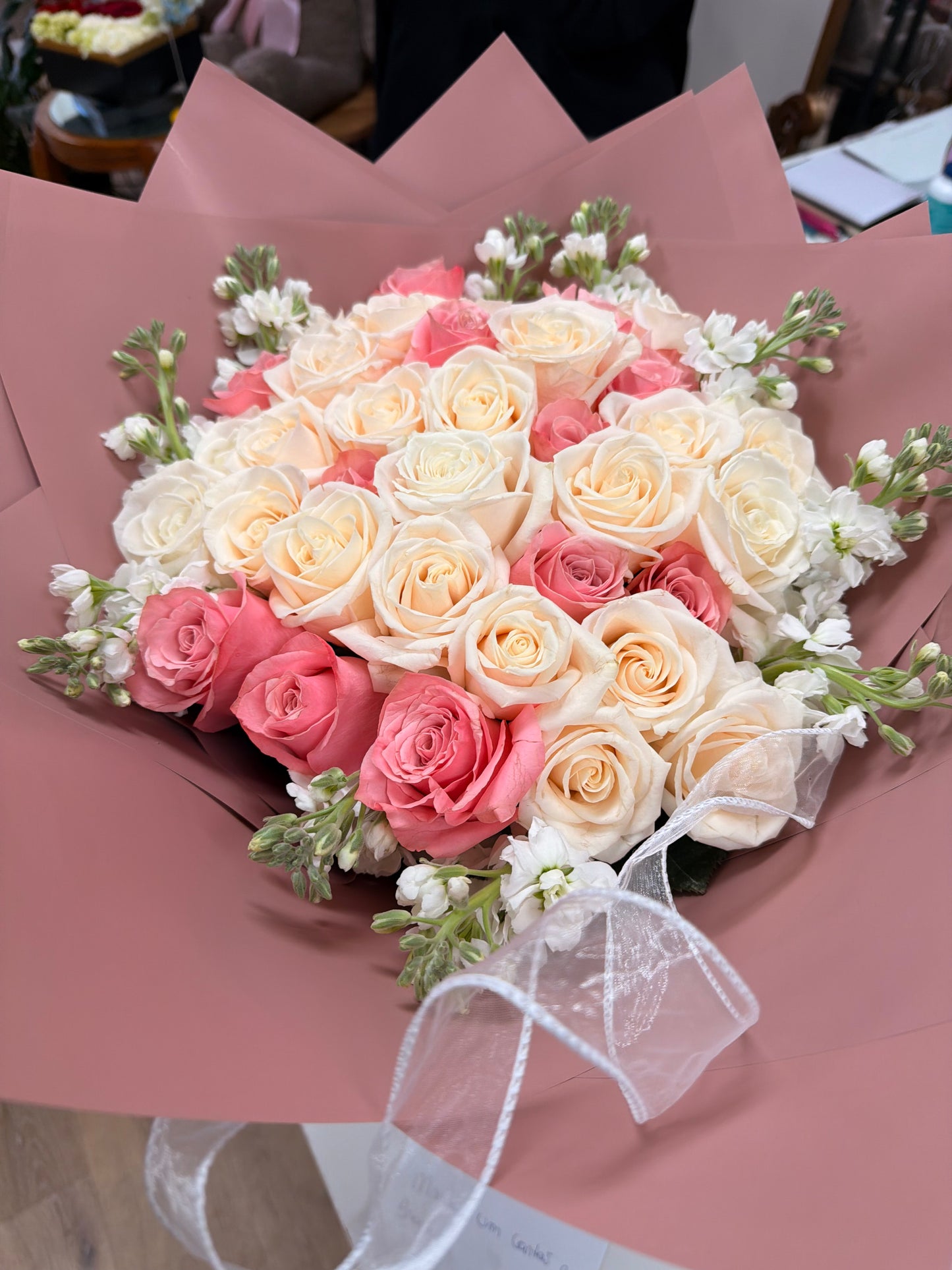 24 Pink and White Roses.