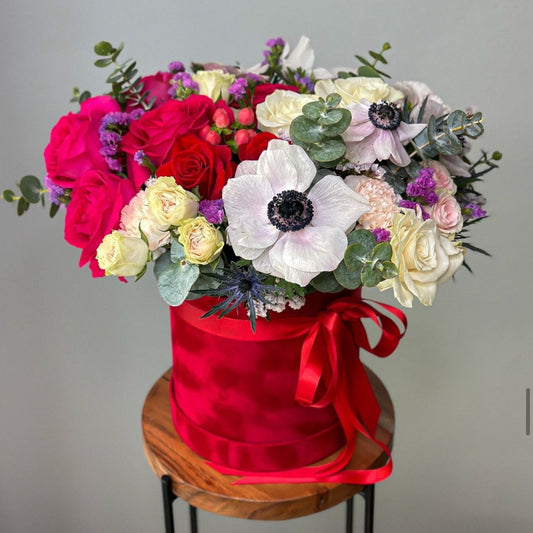 Red Box Mix of flowers - Free Delivery