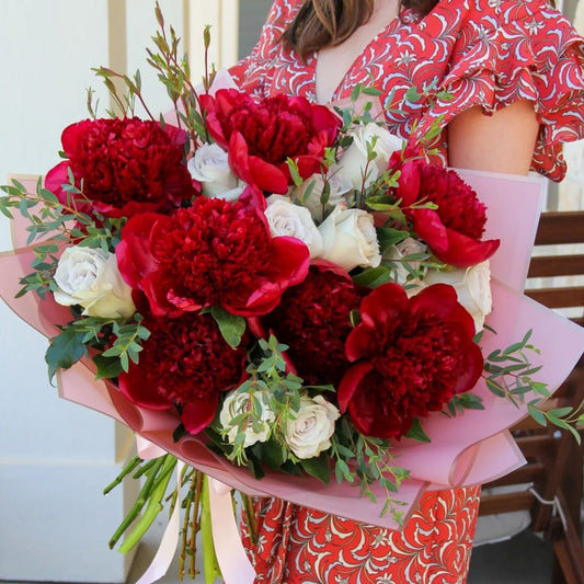 10 Peonies and 12 Roses Bouquet