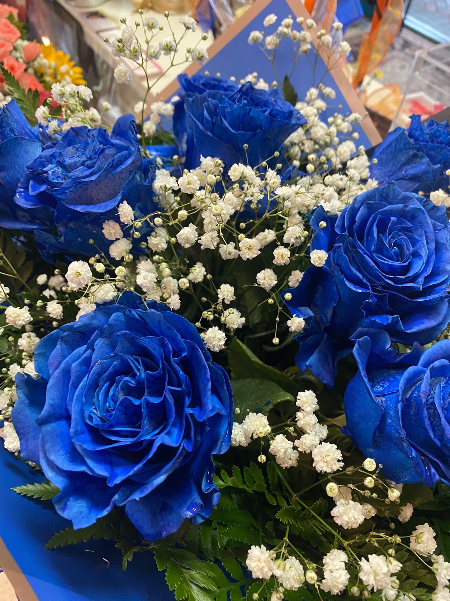 blue rose flowers bouquet