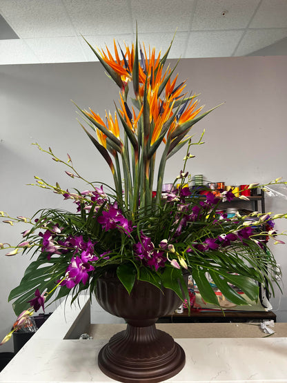 Giant Tropical Arrangement - With Birds of Paradise and Orchids